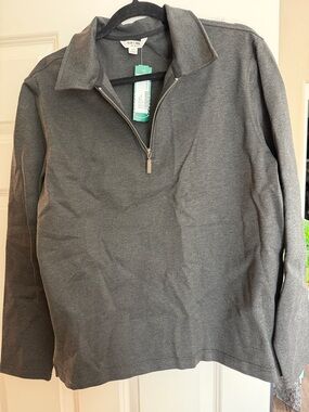 Julian & Mark Dark Heather Grey Quarter-Zip Polo Men's Sweater Pullover